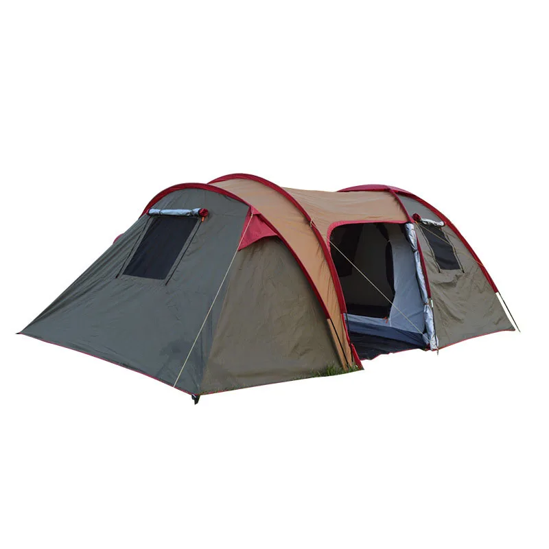 Outdoor Tunnel tent Camping Rainproof Sunscreen Coating Tunnel Tent two Room And One Hall Tent 5-8 people Large tent