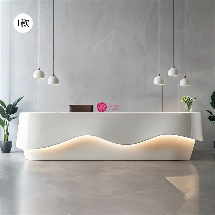 

Customized.Yicheng Beauty Luxury Modern Office Furniture Reception Desk with Paint Design for Hotel Beauty Salon Cash Register