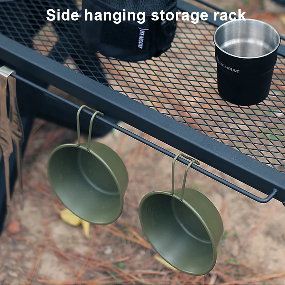 Outdoor Folding Table Multifunctional Folding Grid Table Side Hanging Table Camping Table Iron Storage Rack Picnic BBQ Travel