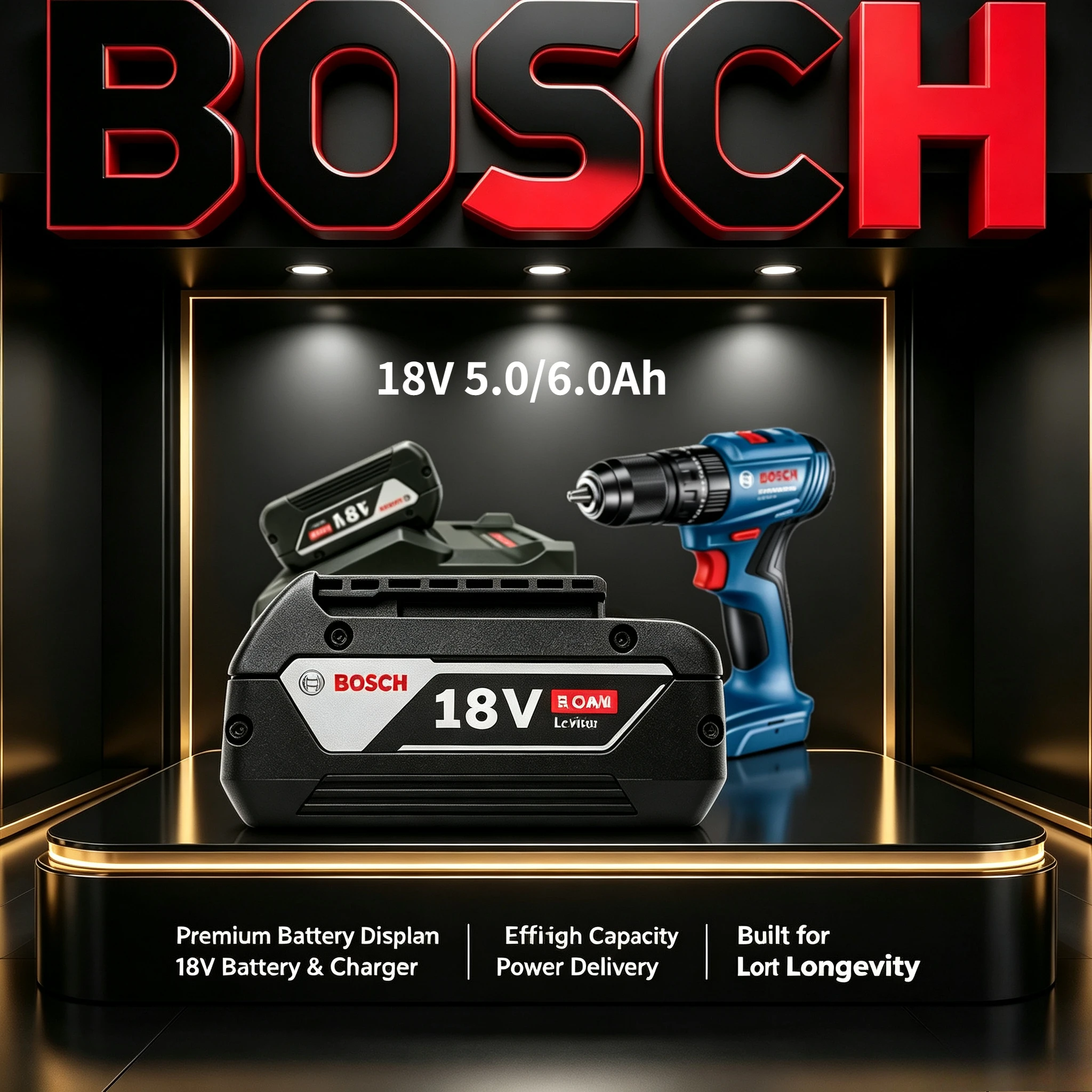 Original Bosch 18V 6.0Ah Battery auto full charge cut-off function, avoid overcharging damage for long-term daily repeated usage