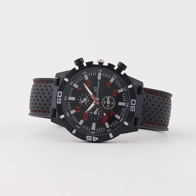 Men Quartz Watch Silicone Strap Digital Sports Style Male Wristwatch Simple Stylish Black Large Dial Analog Display Boy Gifts