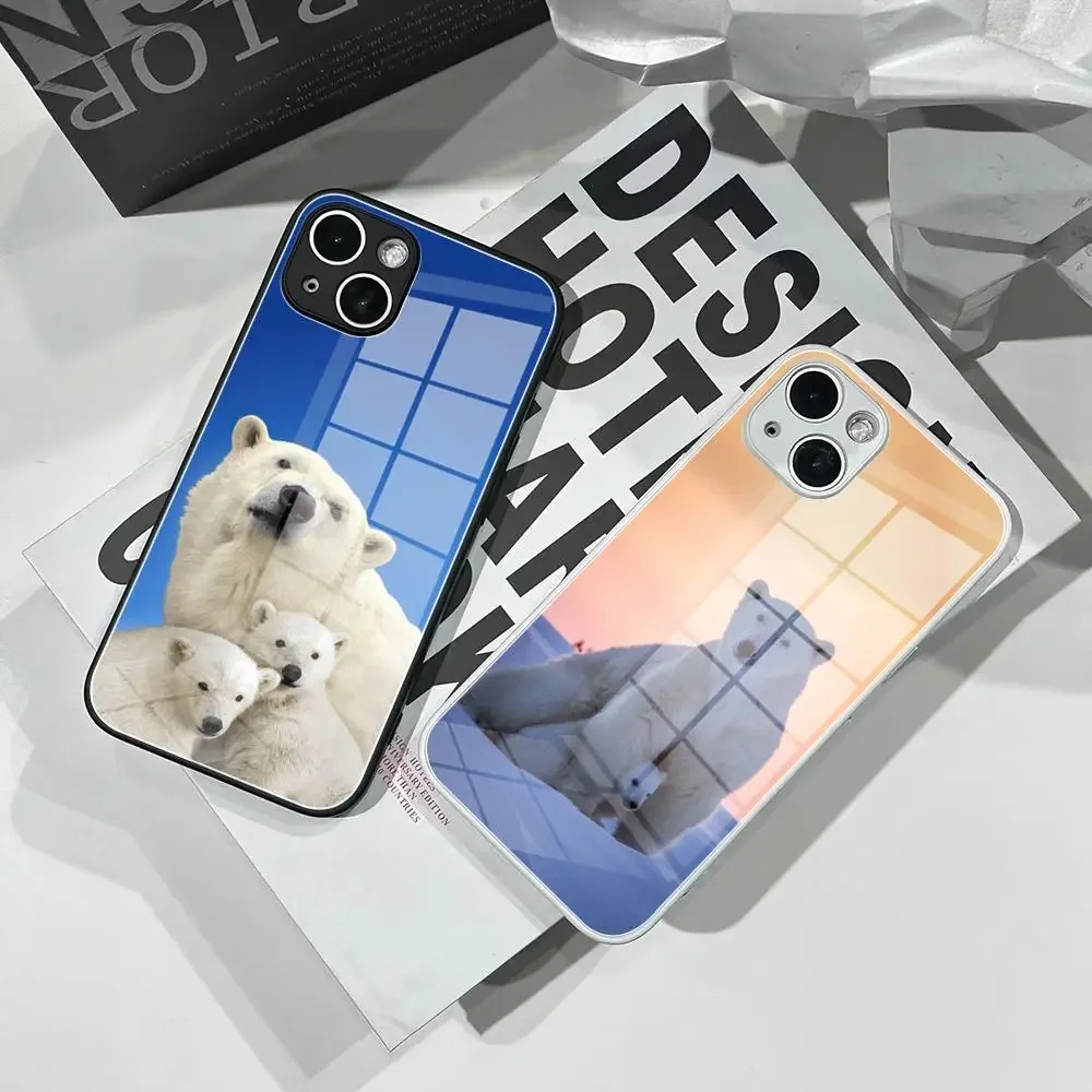 

Polar bear Phone Case Tempered Glass For IPhone 16 15 Pro Max 14 13 12 Mini Plus Samsung S24 S23 Ultra phone case