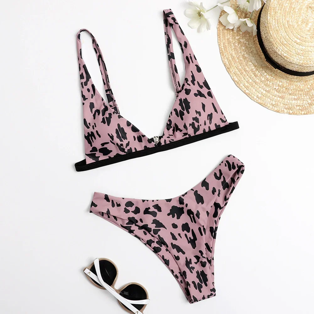 Bikini de leopardo, traje de baño Push Up, traje de baño sin espalda para verano, ropa de playa, traje de baño para mujer, conjunto sexy 2021, Maillot Bain Femme