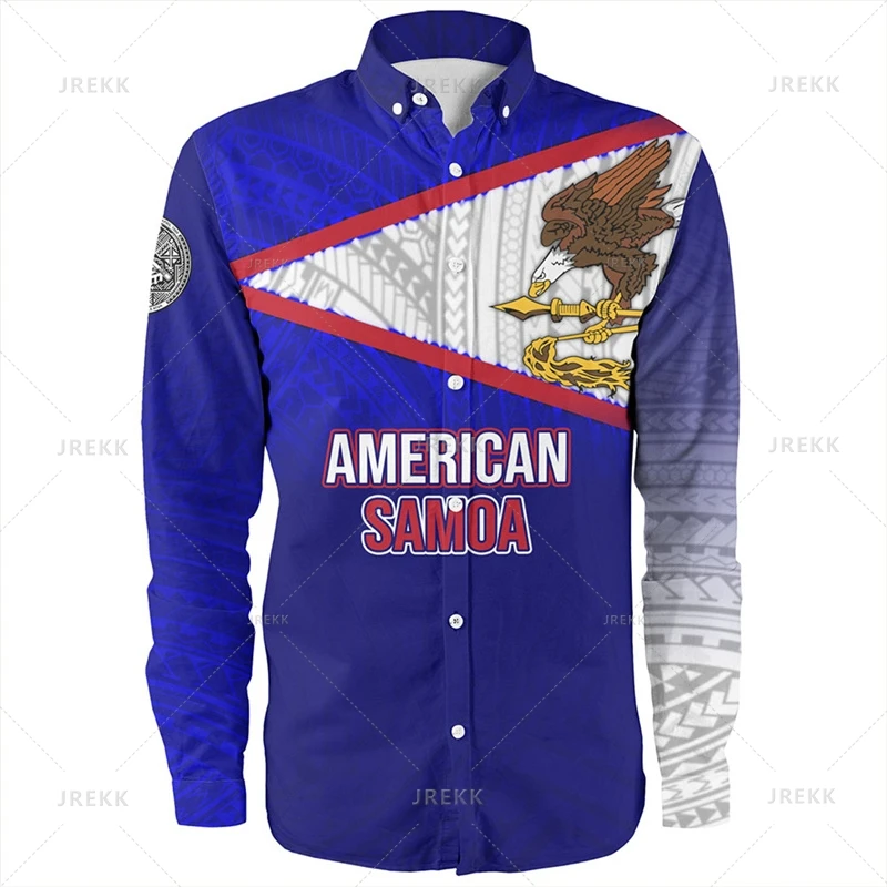 Small Size Harajuku 3D Printing Samoa IndependenceDay Flag Long Sleeve Shirts Men Samoa Ethnic Patterns Graphic Shirts & Blouse