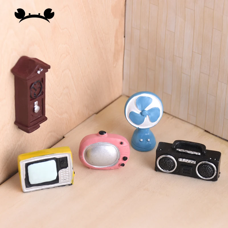 Mini TV Radio Electric Appliance Fan Cooker Telephone Pretend Play Toy Kitchen Furniture Dollhouse Accessories Miniature items