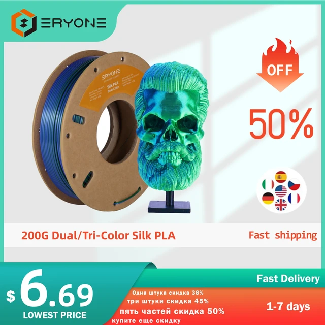 ERYONE 200g podwójny/trójkolorowy jedwabny włókno PLA do drukarki 3D FDM 1.75mm ±0.03 wysokiej jakości nowy nabytek Impresora drukowanie 3D