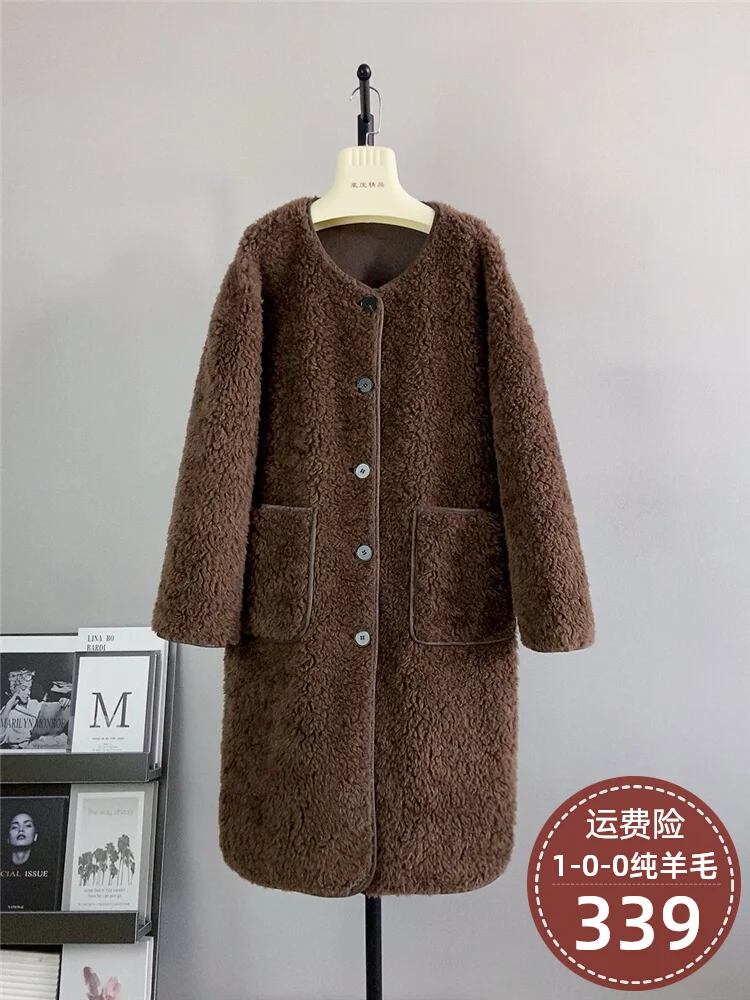 New sheep curly fur long style leather edging sheep shearing velvet composite fur integrated autumn and winter new Haining fur