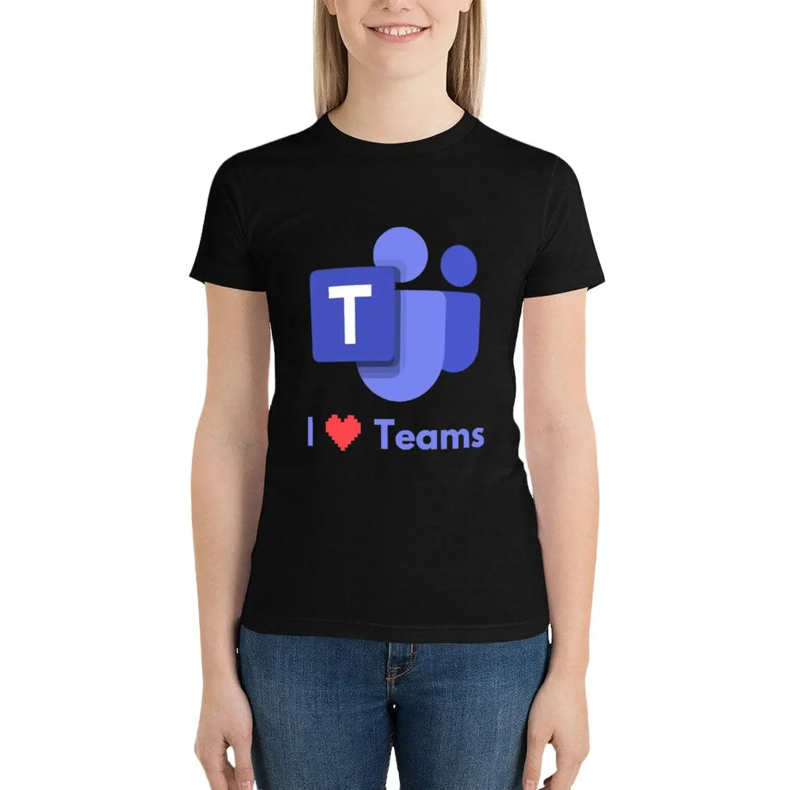 

I Love Teams - Microsoft Teams T-Shirt lady clothes oversized t-shirts for Women loose fit