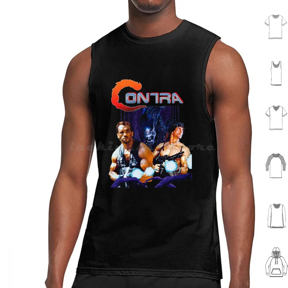 Schwarzenegger Commando And-Contra Game Parody Tank Tops Vest Sleeveless Arnold Schwarzenegger Arnold Schwarzenegger Gym