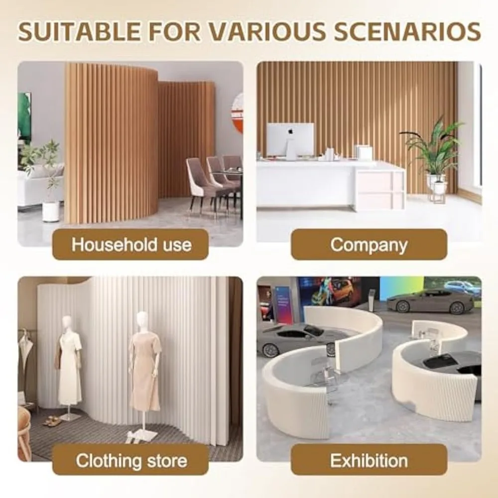 Custom Folding Paper Room Divider, Lightweight Freestanding Privacy Screen Partition Wall for Home or Office, Foldable, Compact