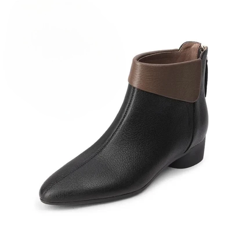 الإناث أحذية قصيرة صندل بكعب مكتنز لينة الربط اللون الجوارب الجديدة في تعزيز التمهيد الأحذية موضة 2025 المرأة حذاء من الجلد #1