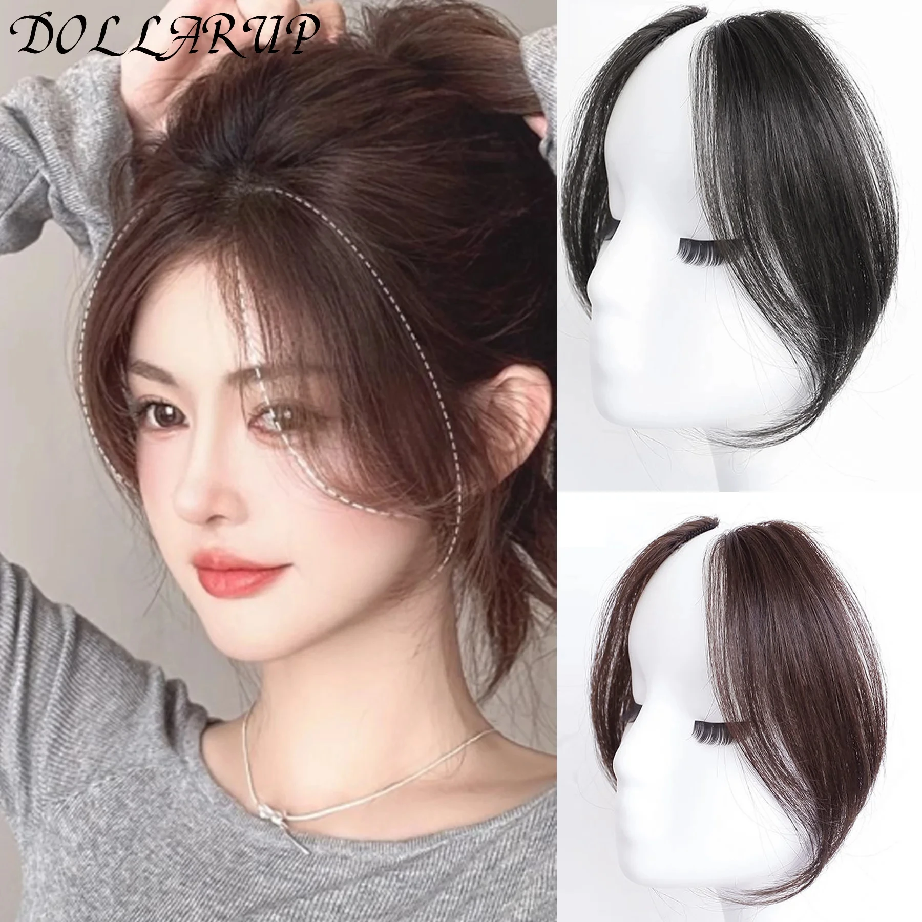 JKL Wig Synthetic Fring Bangs Hair Extensions For Women Middle Part Two Sides Bang Hairpiece Clip In Extensions invisible Hair