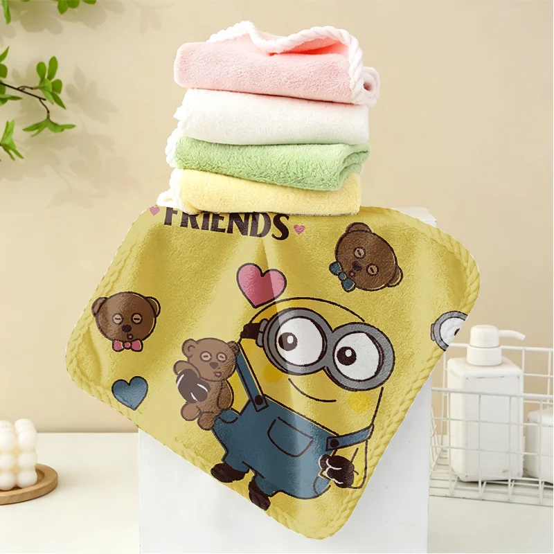 Minionses Towel Cartoon Anime Hanging Style Hand Wiping Towel Cute Hanging Towel for Kitchen Bathroom Daily Supplies Decorative