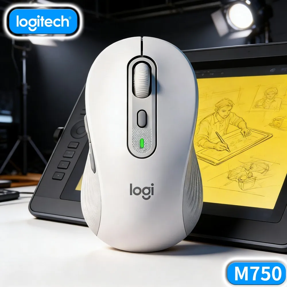 Logitech M750 Quiet Office Mouse Dual Band Wireless Link High Resolution Sensor Long Cycle Battery For Home Desktop PC