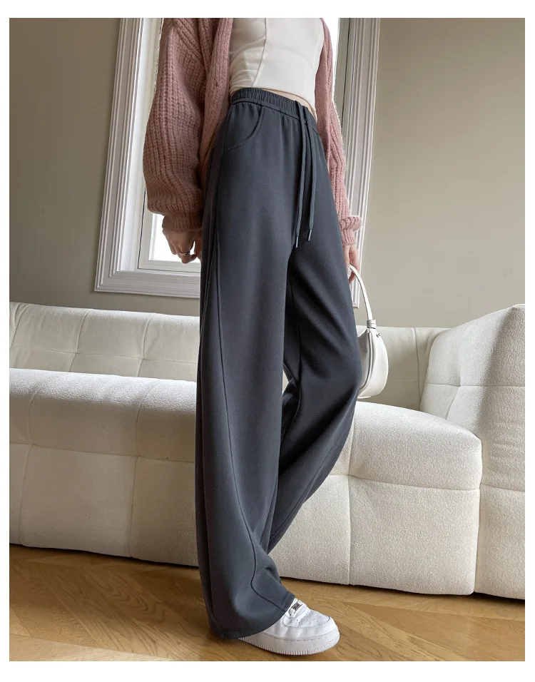 Pantalones de pierna ancha con cremallera rosa para mujer, fajas con volantes de primavera, gasa Hipster, liso, fluido, ocio, abertura drapeada, transpirable, elegante para ir al trabajo