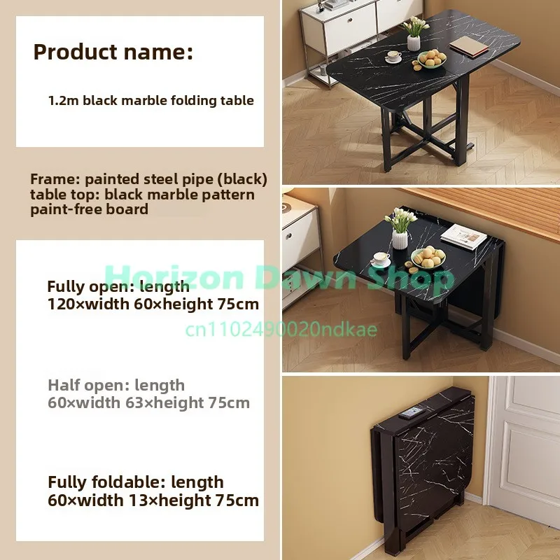 Folding dining table household small apartment simple eating table rental room movable multi-function invisible folding table