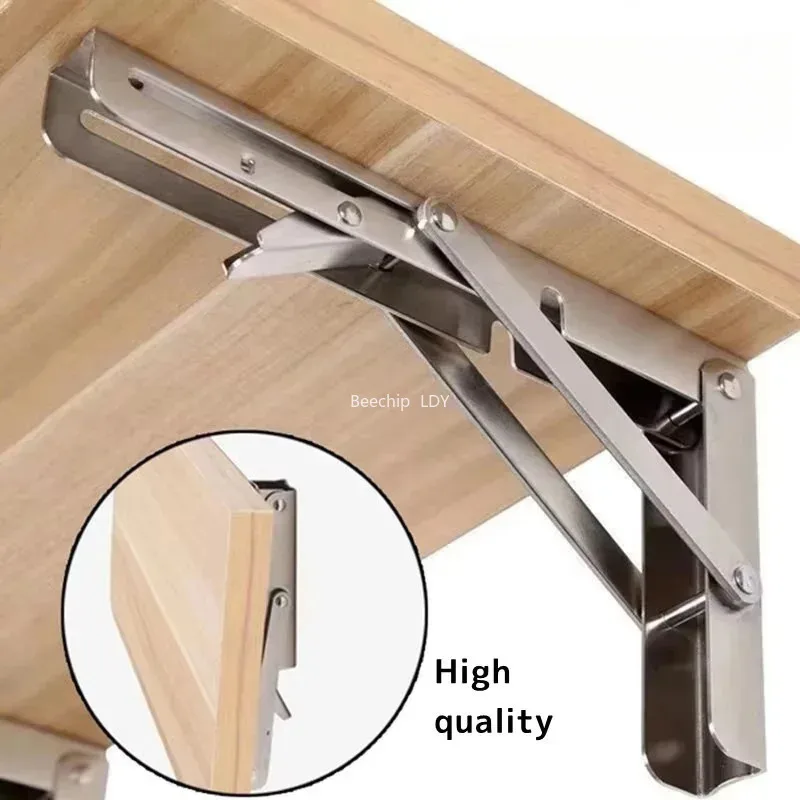 2PCS Heavy Duty Folding Shelf Brackets, Metal Triangle Wall Mounted Collapsible Angle Bracket for Table, Workbench, Desk