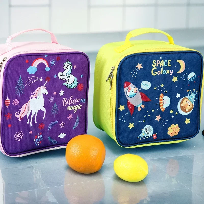 2pcs 3pcs Girls and Boys Unicorn Lunbag with Kettle Lunch Box Kids Potable School Thermal Insulation Package Food Organizer