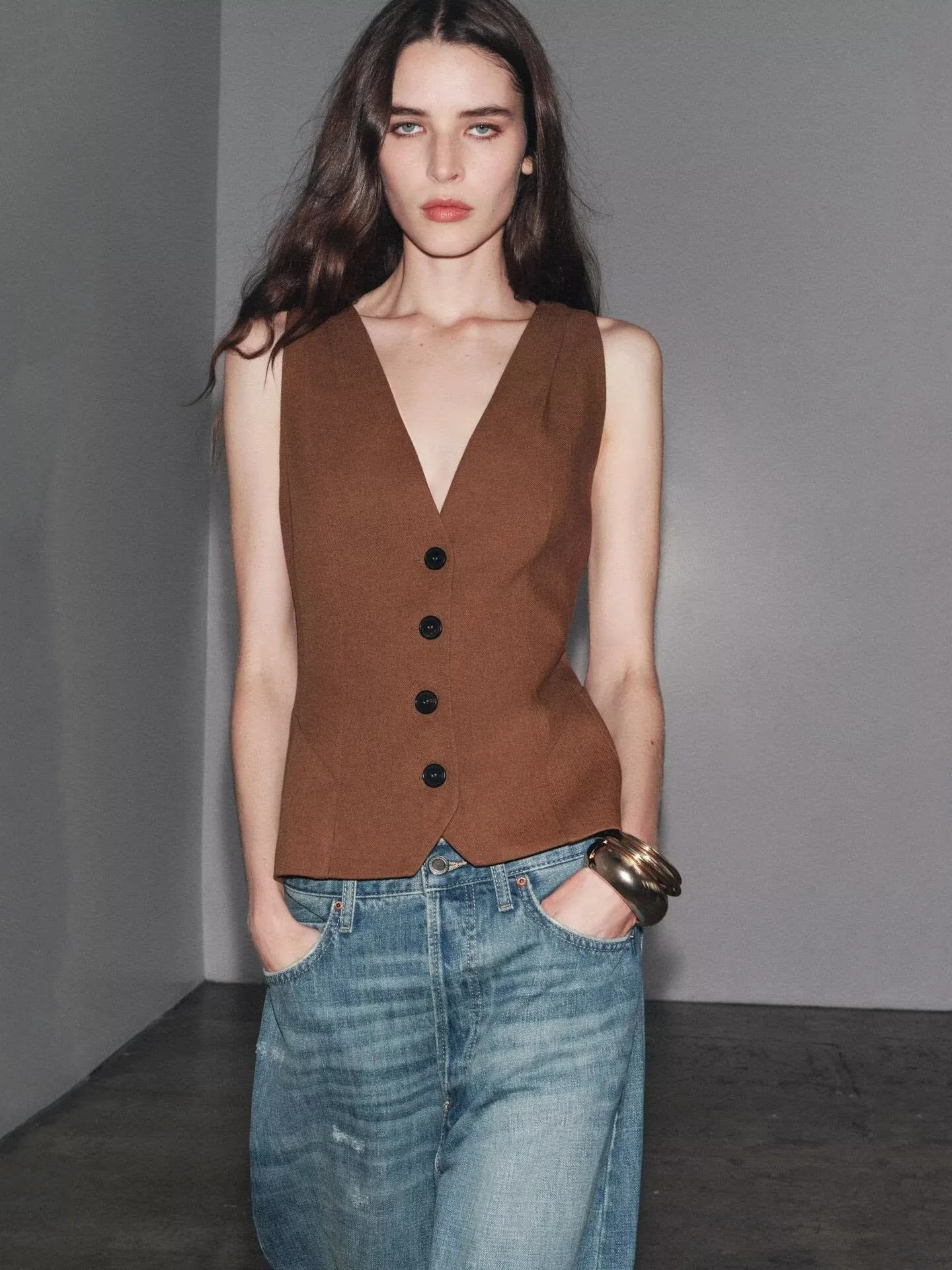 

Новый летний женский коврик серии ZW, роскошный жилет с v-образным вырезом, модный универсальный легкий жилет для поездок на работу