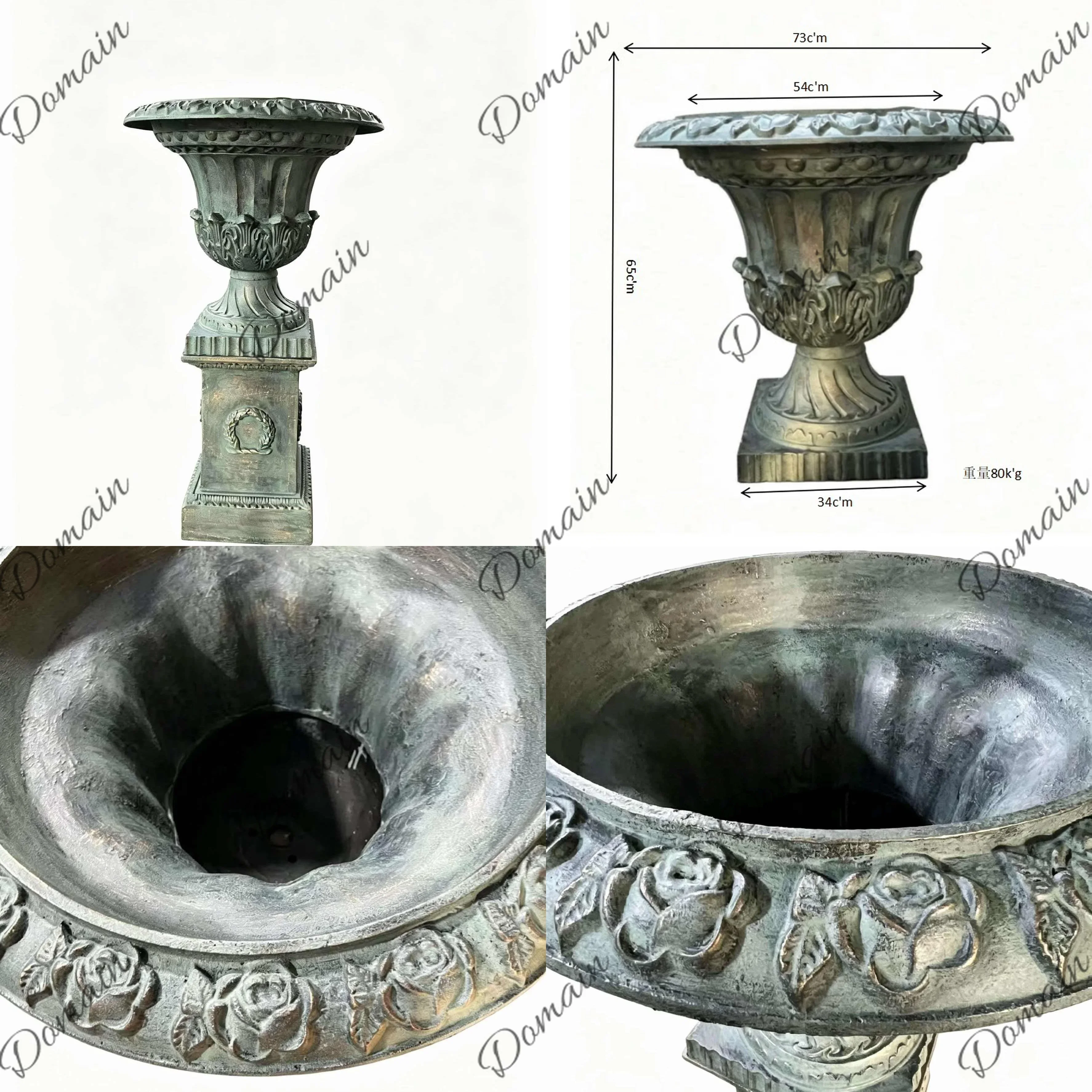 D81 Heavy Duty Cast Iron Planter Peony Flower Pot Large Outdoor Garden Yard Decoration Photography Props