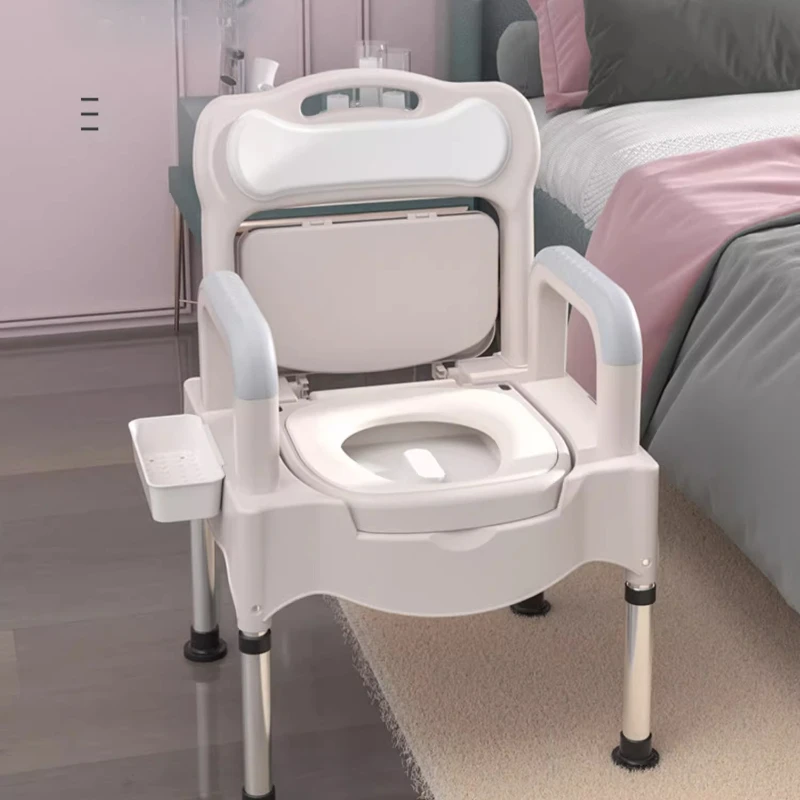 

Portable Commode Chair 300KG Heavy-Duty Adjustable Height Anti-Slip Toilet Seat for Elderly Pregnant Bathroom Safety 5 Levels