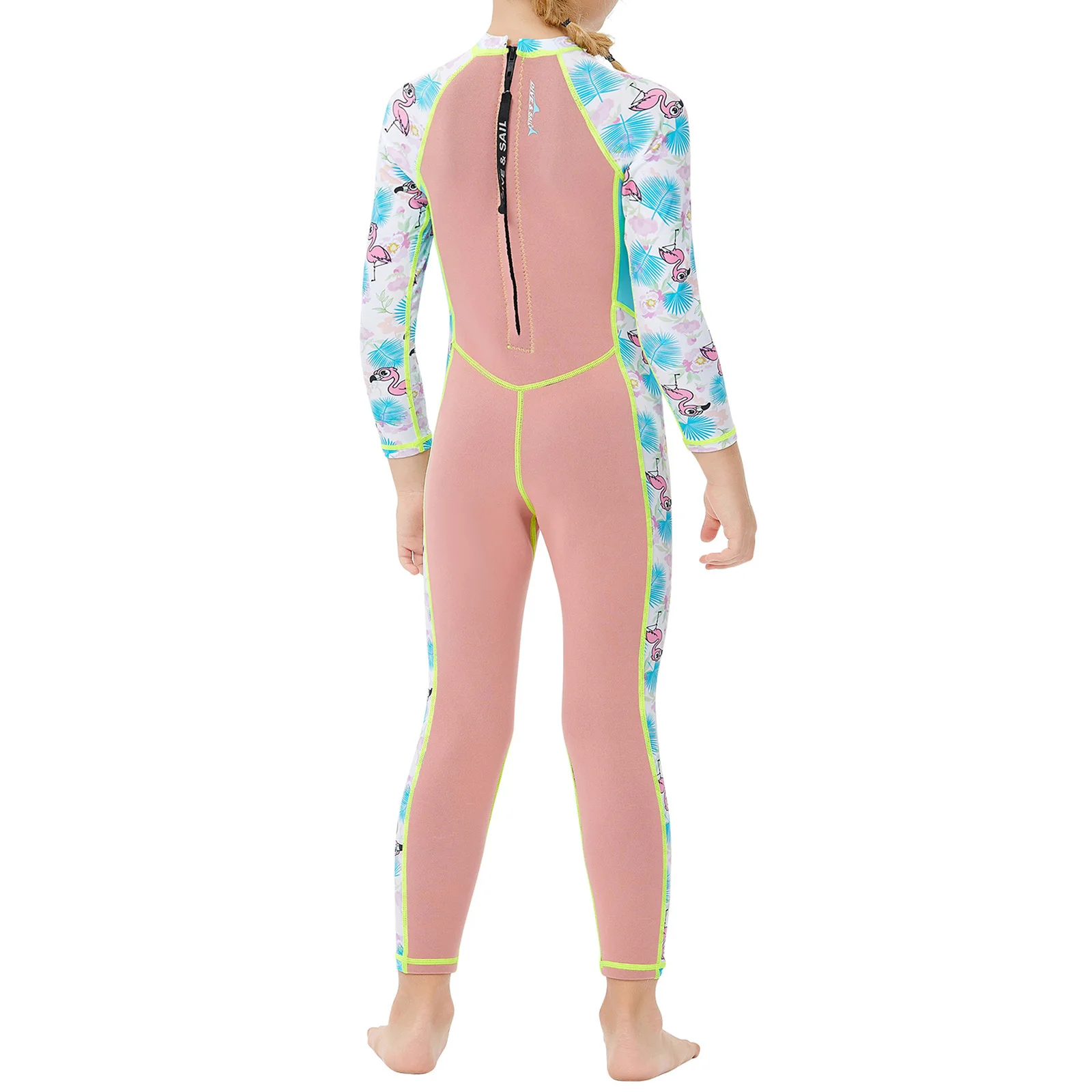 

Kids Girls 2.5mm Neoprene Wetsuit Cute Cartoon Printed Color Block Full Body Jumpsuit Bodysuit Snorkeling Surfing Swimwear