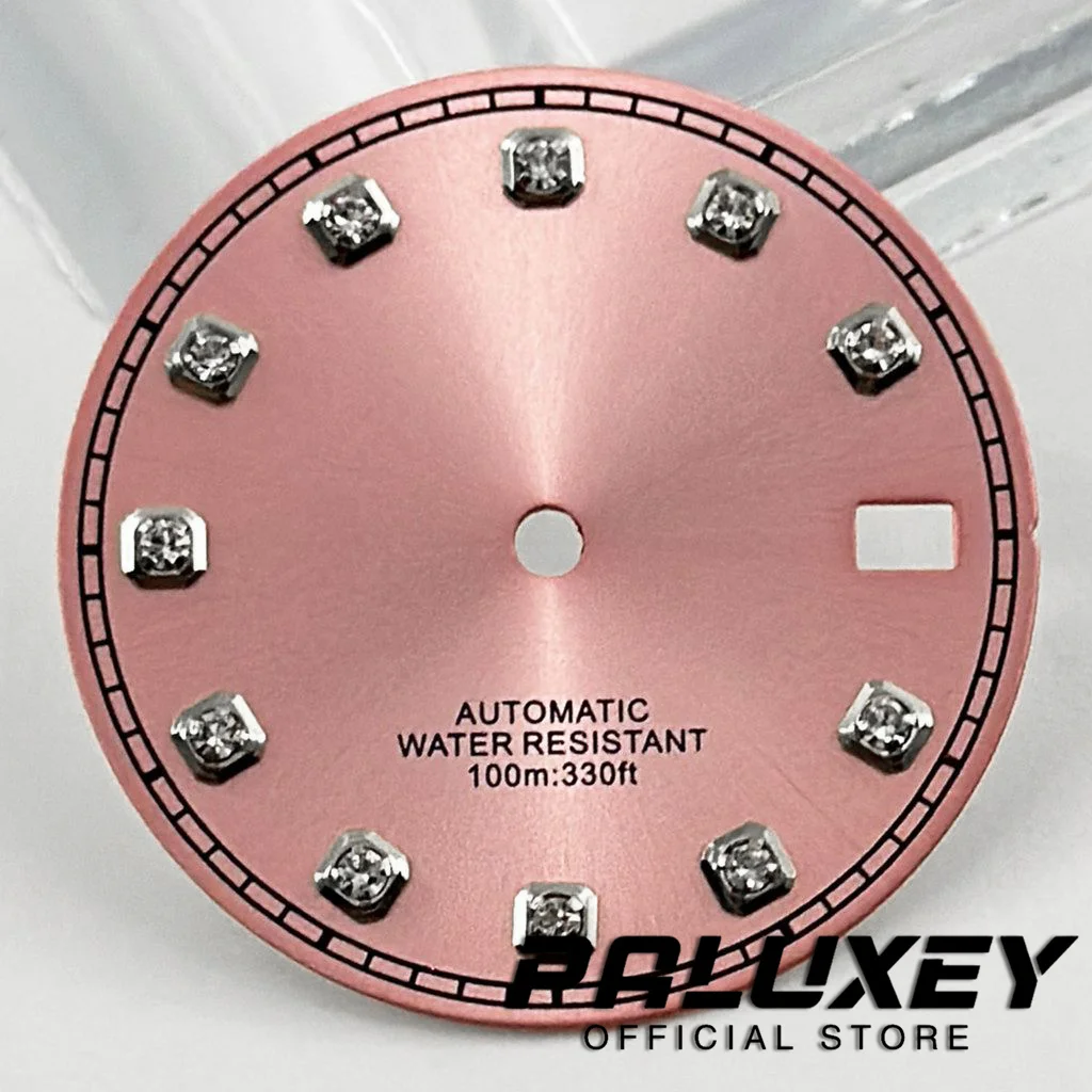 핑크 시계 다이얼, NH35A 4R35 무브먼트, 멸균 시계 페이스 교체 부품, 29mm