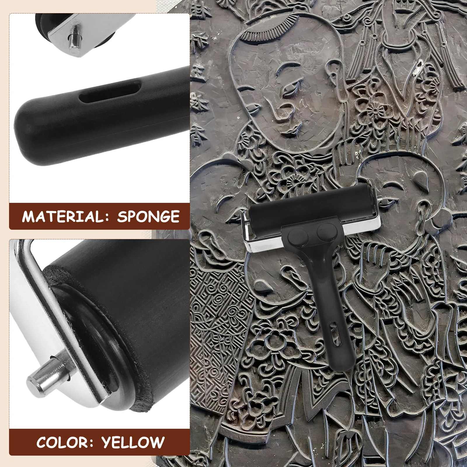 

2Pcs Printmaking Roller Rubber Smooth Ink Applicator for Art Craft Stamping Gluing Wallpaper 6cm 10cm Craft Roller Tool