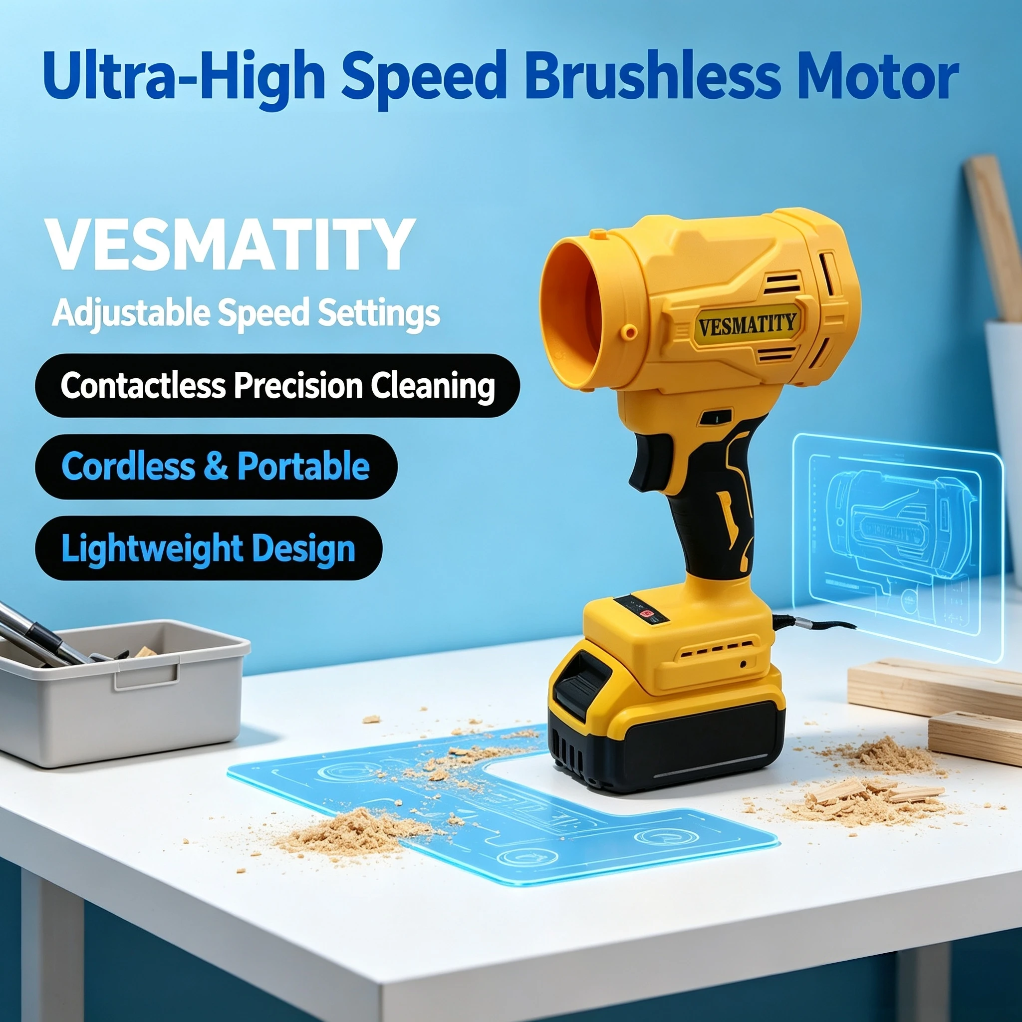 Vesmatity High Speed Electric Air Blower Jet Turbo Fan Cordless Air Duster Tool for Dewalt 18V 20V Battery Pro System
