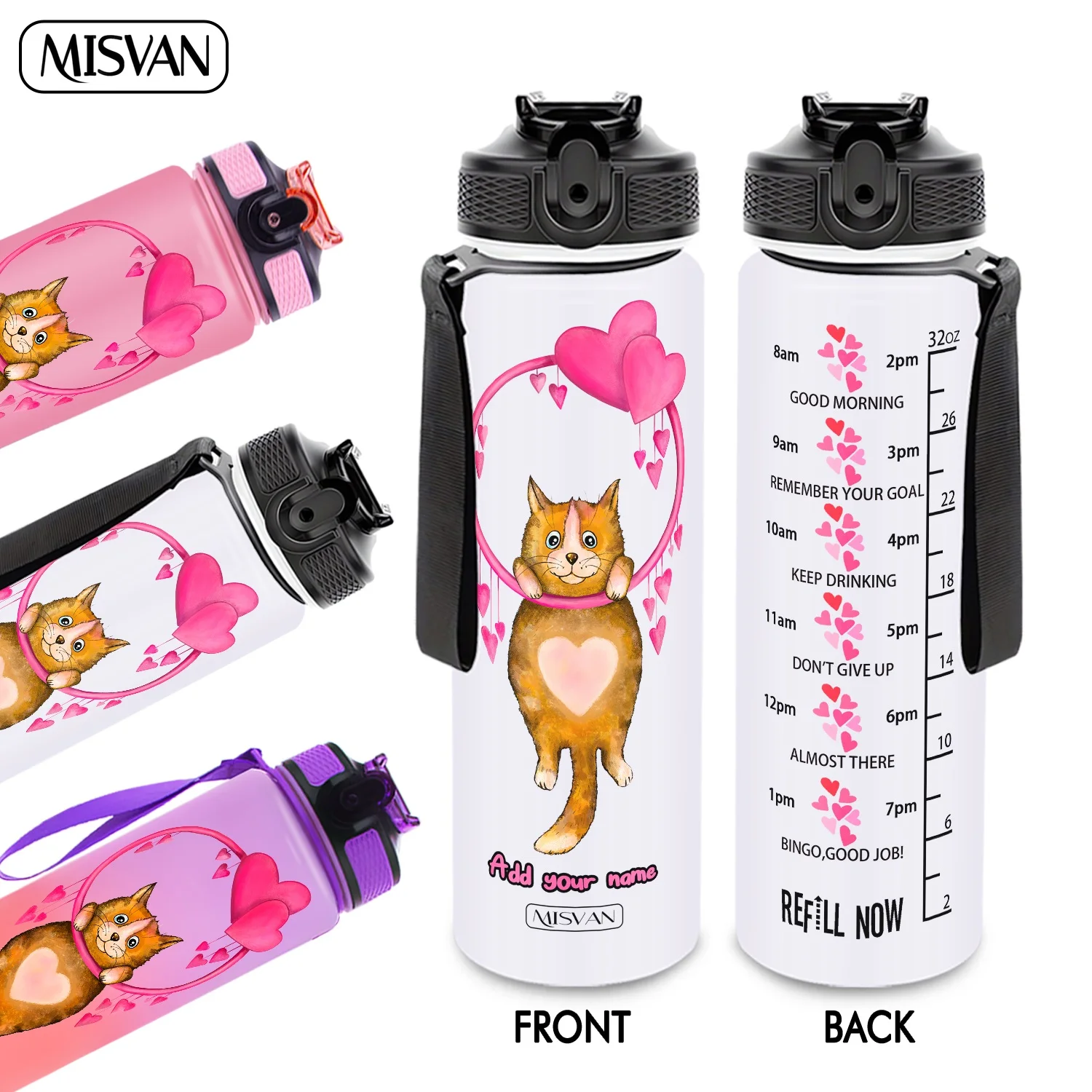 

Бутылка для воды 32 унции с градиентным дизайном и подвесными сердечками, 1 шт., непротекающая, с HD-рисунком, не осыпающимся, идеально подходит для спорта и фитнеса