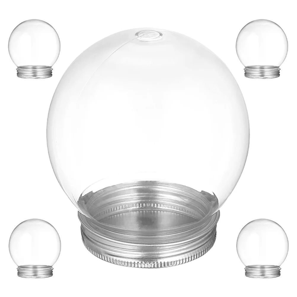 

5Pcs Plastic Snow Globe Clear Dome Candy Jars DIY Crafts Party Holiday Decoration Clear Plastic Bottles Snow Globe Jar