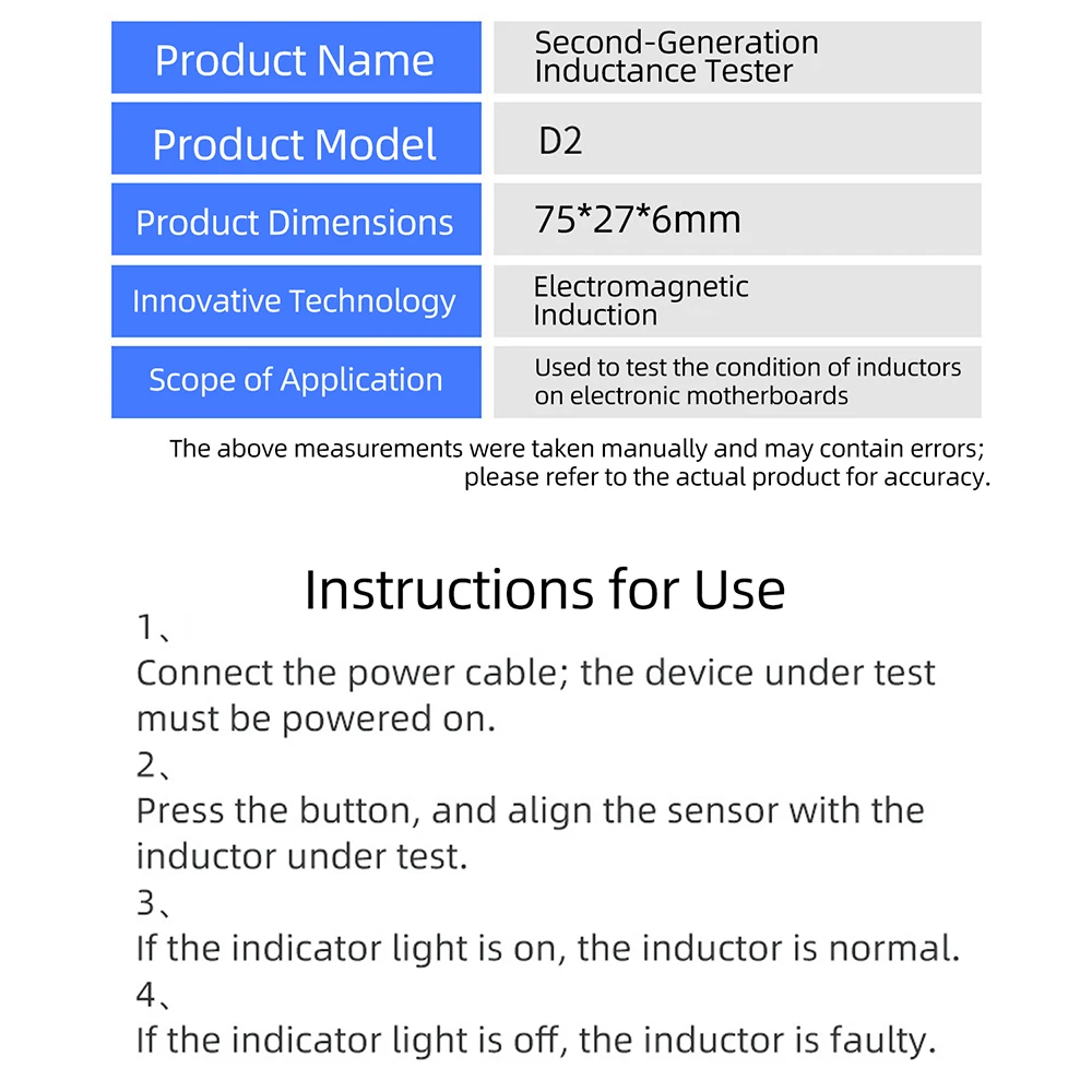 W01 Typ-C Induktanz-Tester, Motherboard-Spulentester zur Fehlererkennung und Diagnose von Mobiltelefon-Komponenten und Reparatur – Detail 10