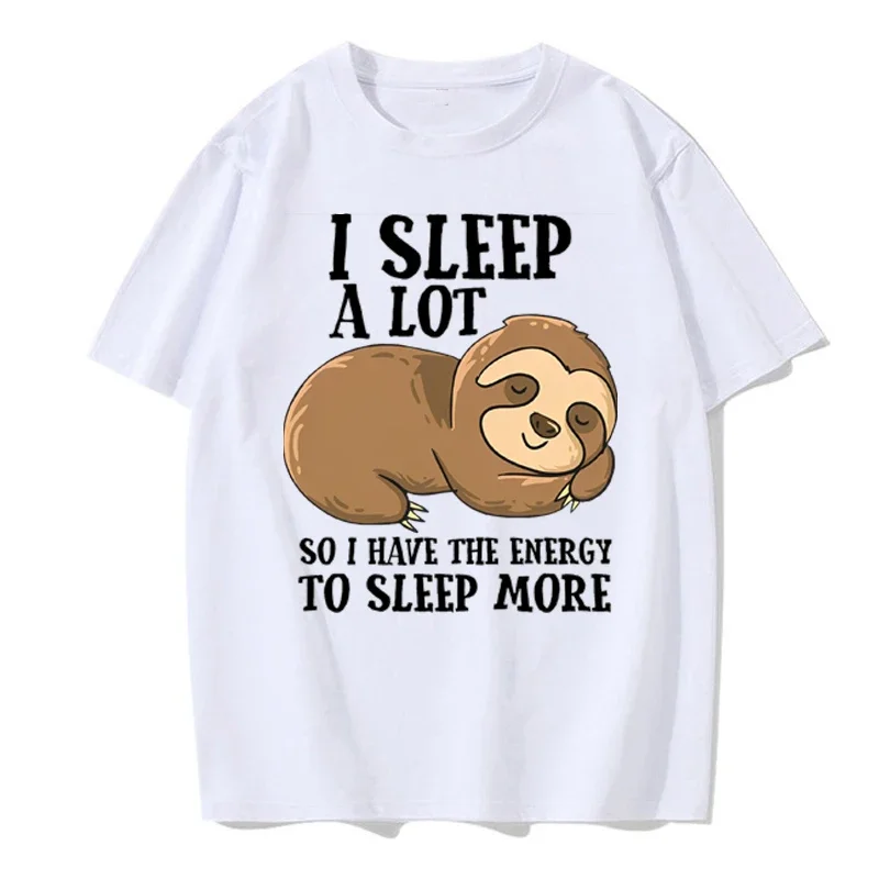 Funny Physics Joke Sloth Print Cotton Round Neck Versatile Everyday T-Shirt Men\'s Summer Streetwear Men\'s Unisex European Size