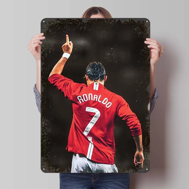 Ronaldo Tinplate Sign Sports Poster Decorative Metal Plate Customizable Metal Signs for Wall Art Decoration Wand Deko Retro Room