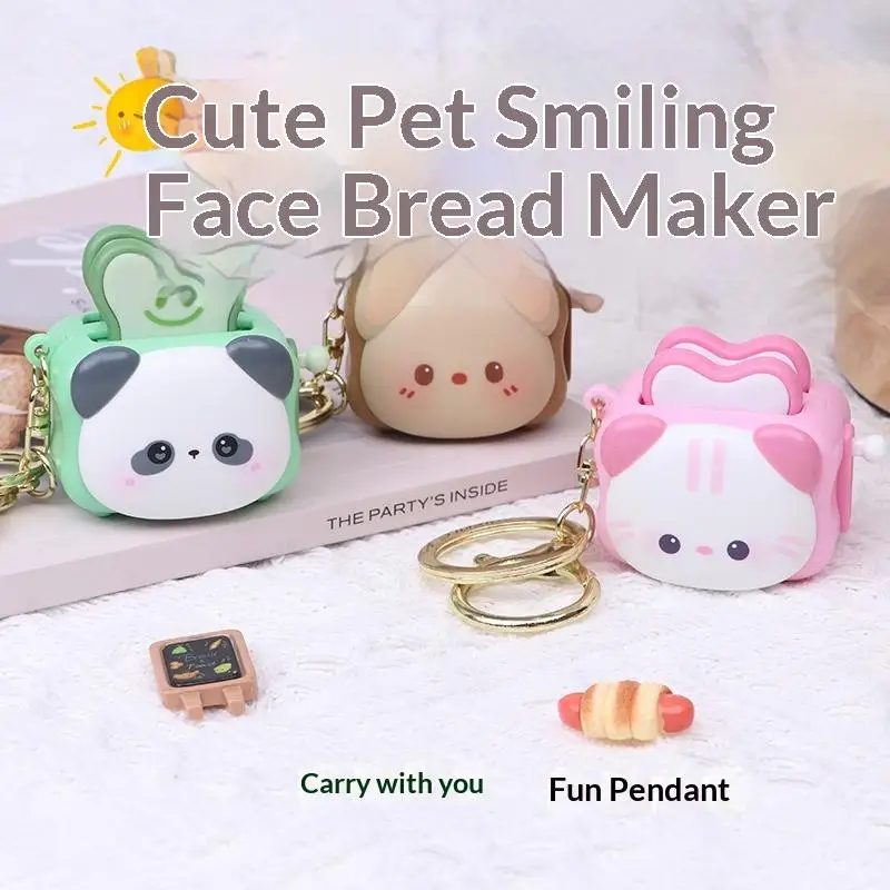 ●Cute Bread Machine Creative Keychain,Animal Toast Keychain Stress-relieving Accessory Exquisite Keychain Cartoon Small Gift