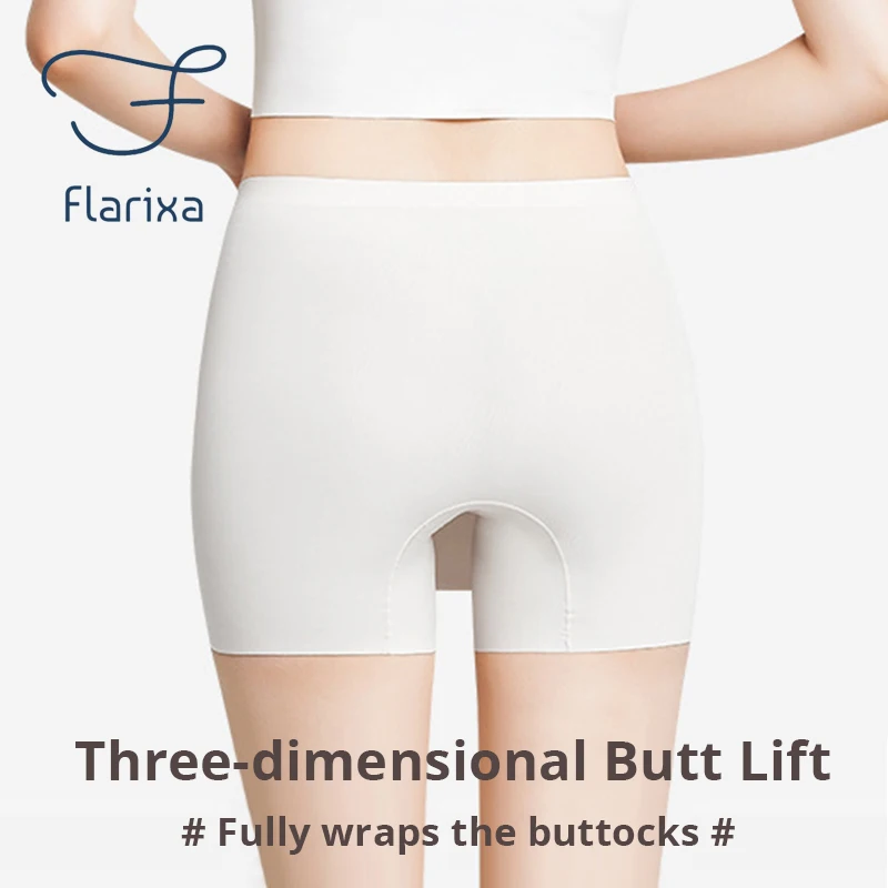 Flarixa Seamless Skirt Shorts Double Layer Front Crotch Panties Women Ice Silk Safety Pants Anti Friction Underwear Underpants