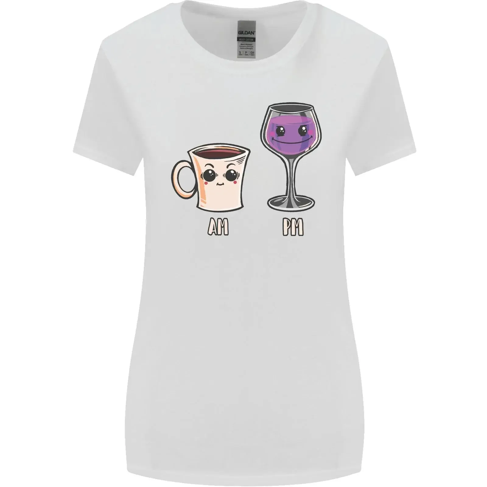 Coffee am Wine pm lustiges Alkohol Prosecco Damen breiter geschnittenes T Shirt vintage Washed fashion Comfortable Casual homme