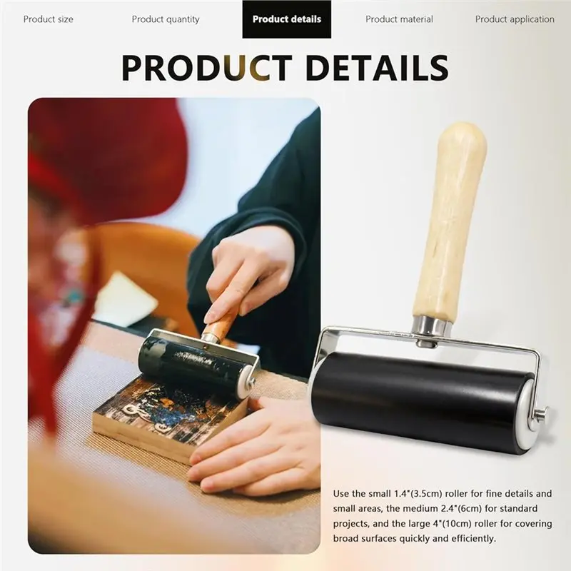 【PUBLICITY】3 أحجام بكرات مطاطية و6 عبوات من أسطوانة براير المطاط مع 3 كاشطات لصنع الطباعة وخلفية الحبر وختم الإلتصاق