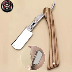 Old-fashioned Stainless Steel Folding Manual Shave Knife Straight Edge Razor Hairdressing Tools Salon Face Beard Cleaning Tools