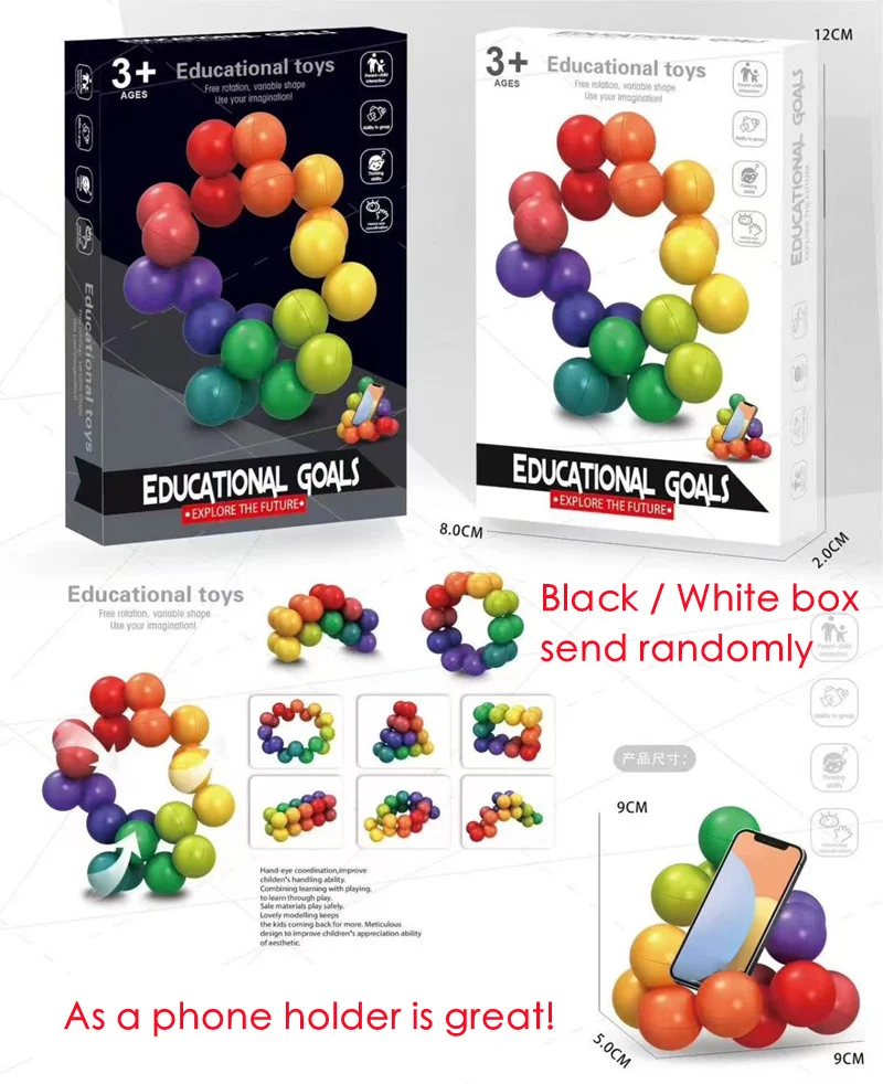 3D Cube Balls Kreatywne klocki Puzzle Zabawka edukacyjna dla dzieci Antystresowa gra kieszonkowa Wczesna nauka Kształty Dowolny Twist Nie magnetyczny