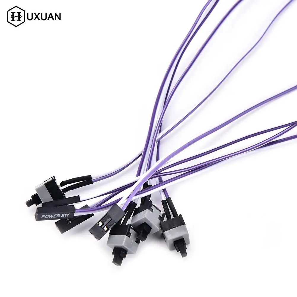 Push Button Switch Computer Motherboard Power Cable Switch On/Off/Reset Button Replacement Power Momentary Connector Cable