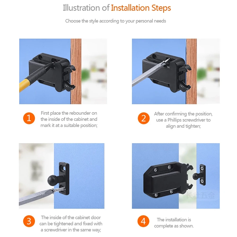 

5pcs Latches Push To Open Hidden Rebounding Locks Durable Rustproof Touch For Kitchen Bedroom Cupboards Drawers No Handles Use