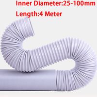White PP Folding Directional Tube,Dust Suction,Vacuum Fume Exhaust Hose, Air Tube,Inner Diameter 20-100m x 4000mm Length,1Pc