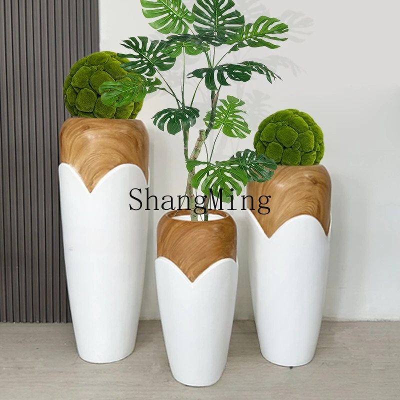 ZYY high fashion creative floor magnesium oxide vase ornament, home decoration flower arrangement green plant landscape