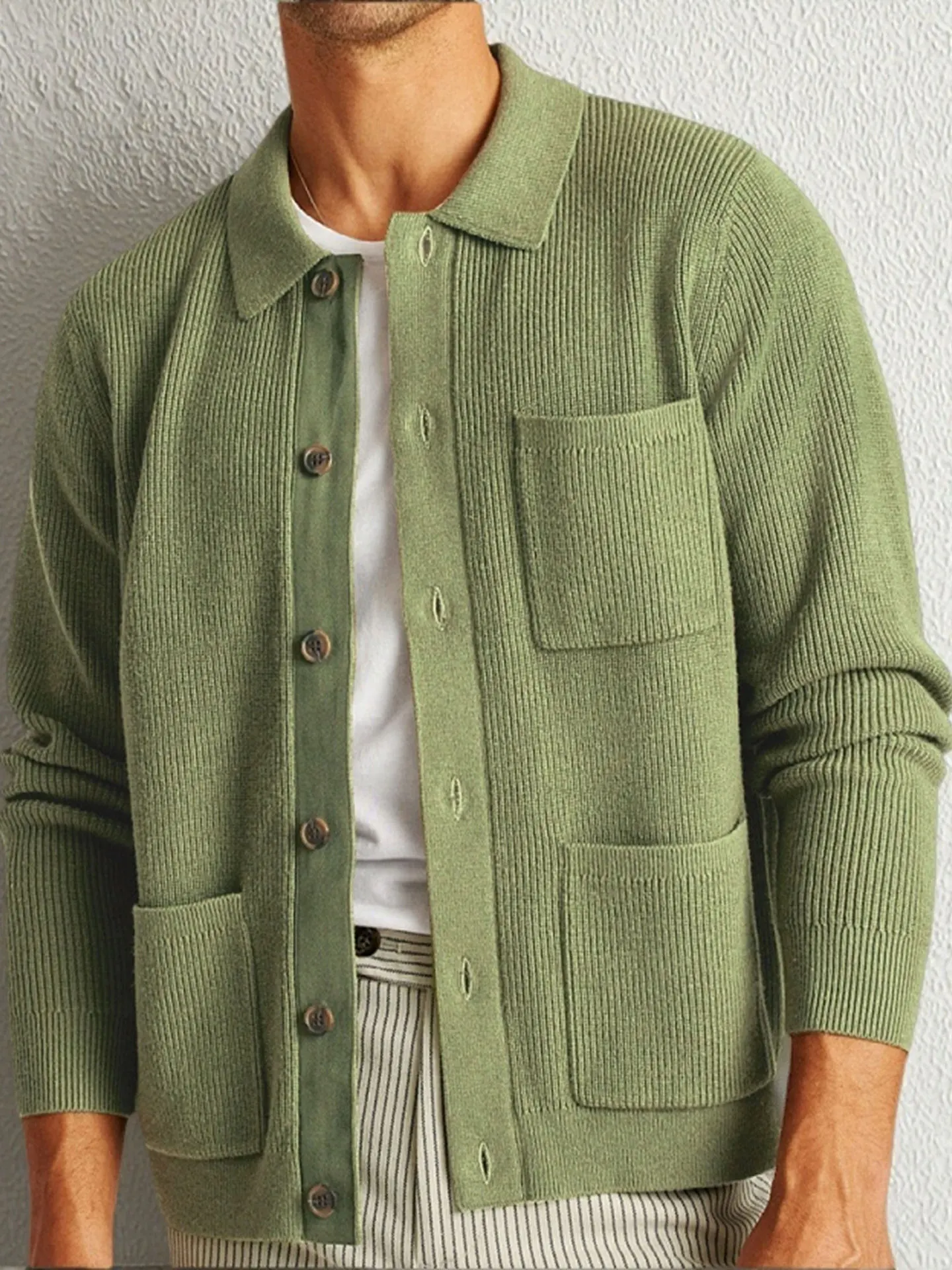 

High Densi Knitted Long Sve irt Collar Sweater Outerwear for Men Spring Autumn Sle Casual Comfortable Polyester Fiber