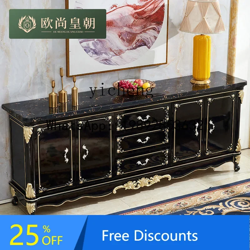 

solid wood dining side cabinet American marble tea cabinet light luxury sofa backrest locker home decoration accessories