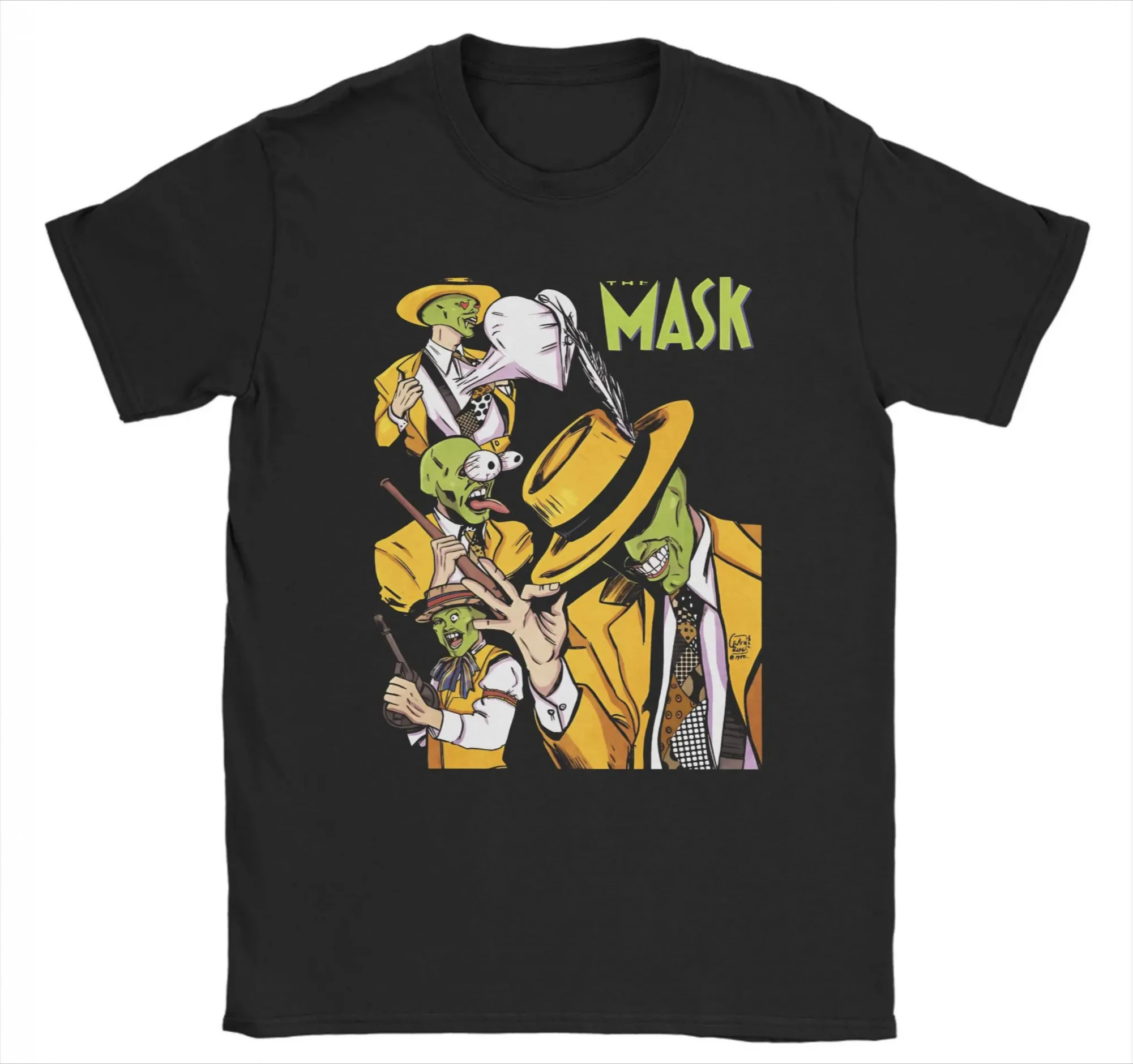 2026 Summer New Style The Mask Graphic American Streetwear Loose Men T-shirt Pure Cotton Breathable Suitable for Daily Wear