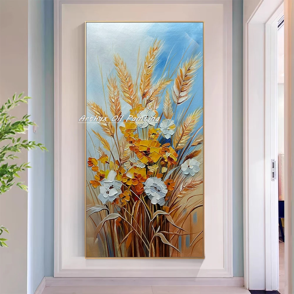 

Arthyx 100% Handmade Abstract Flowers Oil Painting On Canvas,Modern Texture Art Posters,Wall Picture,Living Room Home Decoration