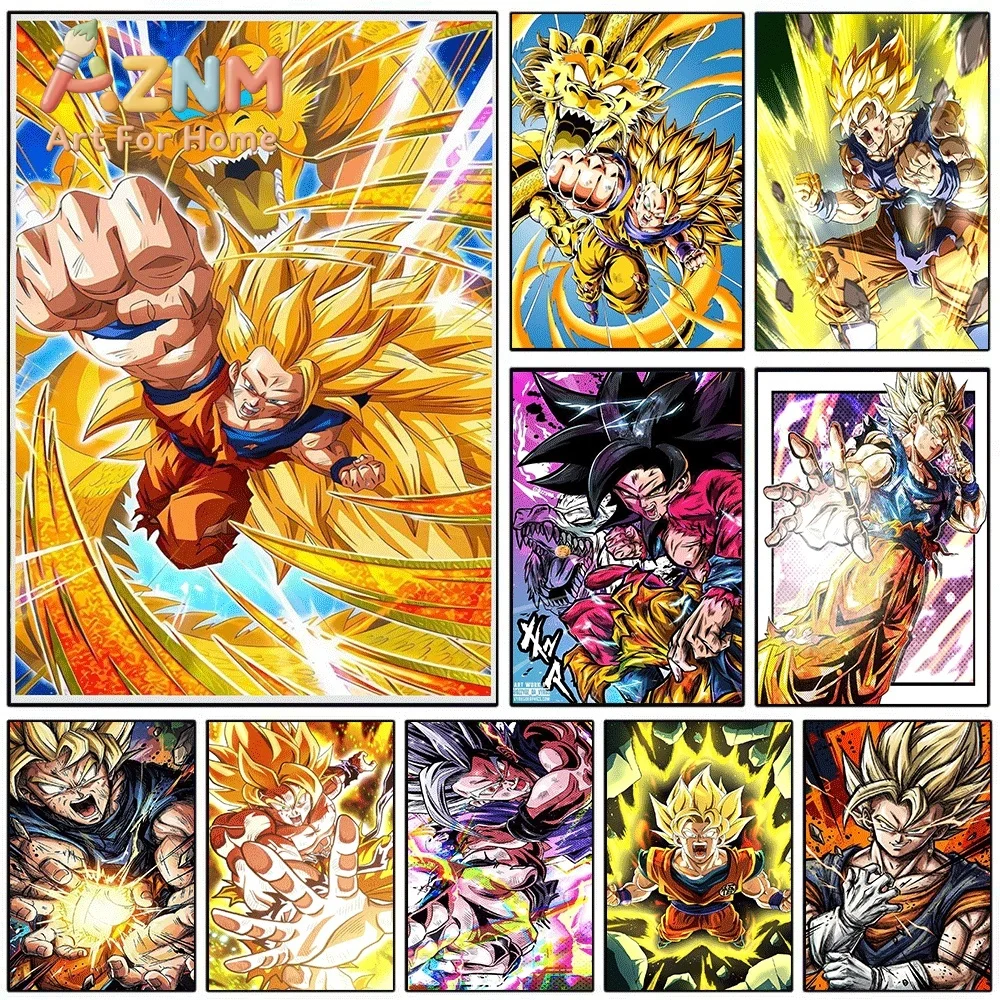 Dragon Ball GT Super Saiyan 3 Goku Golden Dragon Anime Canvas Wall Art Unframed Single Canvas Print Home Decor Poster for Livi