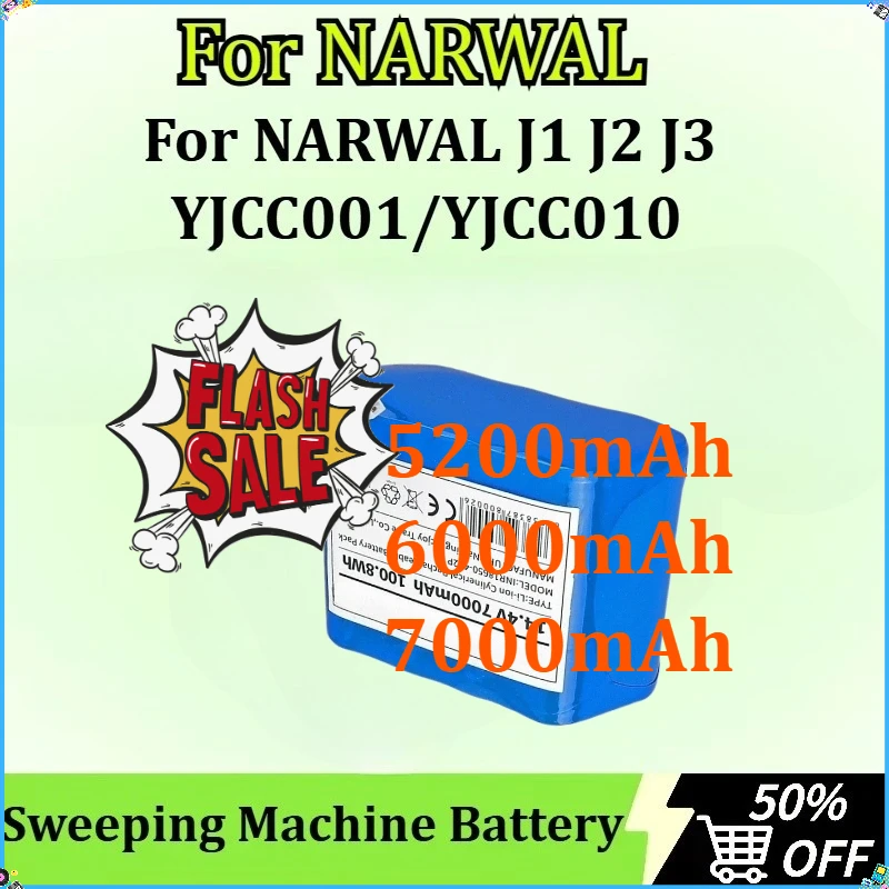 

For NARWAL J1 J2 J3 YJCC001/YJCC010 Sweeping Machine Battery New 14.4V 5200mAh/6000mAh/7000mAh